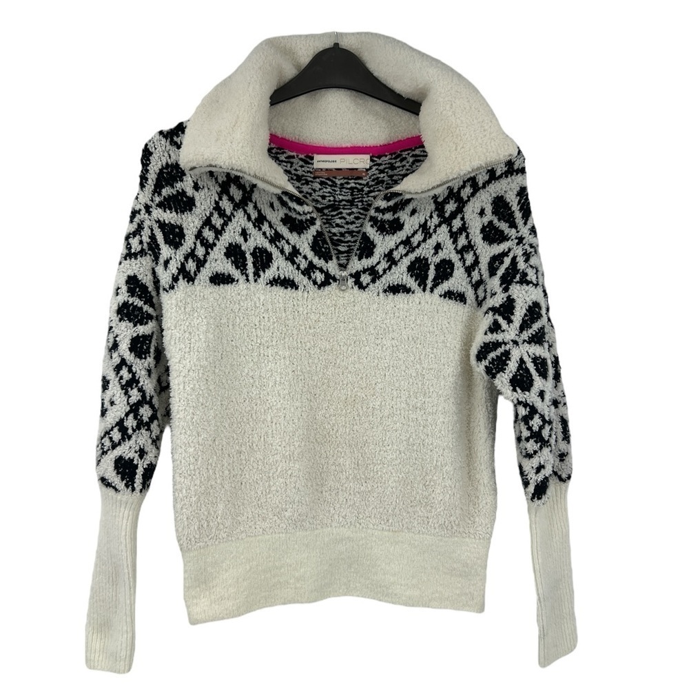PILCRO anthropology Fleece zip coastal chunky Turtleneck Sweater SZ XS